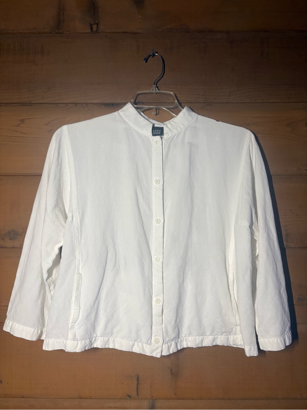 Eileen Fisher White Button Up- Size Medium- Linen Blend Boxy Blouse